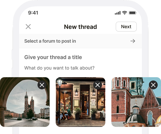 App preview image showing media uploads on thread creation